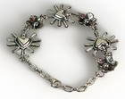 Taxco Mexico 925 Sterling Silver Heart Sunburst Flower Oval Link Bracelet 14 4g