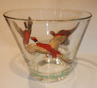 Vtg  Hazel Atlas Glass Ice Bucket  5  Tall X 6  Rim To Rim Pheasant bird Design