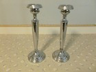Two  Vintage 11 1 2  Tall Silver Plate Candle Stick Holders