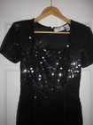Vintage Niteline By Della Roufogali Black Sequin Cocktail Dress Size 4 1990 s