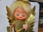 Vintage 1970s Christmas Angel Cardboard Tree Topper Olive Green Velvet 9 75  Exc