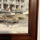  373  Framed Watercolor Painted Tile By A Leong Singapore River