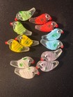 12 Glass Bird Beads - Multicolor Set Transparent Design - 25mm  b1340 