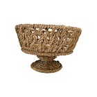 Large Vintage Handwoven Round Pedestal Basket - Wicker Storage - 12  Wide