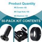 M6 Cage Nuts And Rack Screws Kit  50pack  Rack Mount Cage Nuts