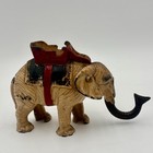 Antique Cast Iron Elephant Coin Bank Hand Painted Trunk Moves 