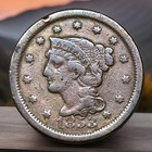 1853 United States Large One Cent     Braided Hair Coin  details 