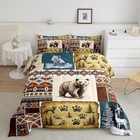  Rustic Cabin Comforter Set Boho Aztec Quilt woodland Animals King Blue Brown