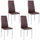 Set Of 4 Pvc Leather Dining Side Chairs Elegant Design Home Furniture Brown New