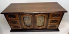 Vtg Solid-wood Jewelry Box chest French Glass Doors Dual-toned Velvet Lined 20   l