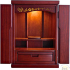 Mini Butsudan Buddhist Altar Natural Wood Dark Brown W  Led Light Japan New