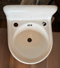 Antique 15x16 Small Cast Iron White Porcelain High Back Bath Wall Sink
