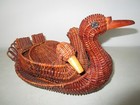 Vintage Rattan Wicker Duck Nesting Basket Set Of 3