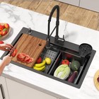 Black Drop-in Kitchen Bar Sink 30   18  In Top-mount Single Bowl Stainless Steel