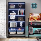 70 8    Tall Bookcase Black Bookshelf   Large Bookcases Organizer With Led Light