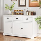 3 Drawers Sideboard Buffet Table Storage Console Cabinet Entryway Cupboard White