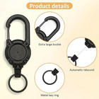 3pcs Heavy Duty Keychain Retractable Carabiner Car Key Chain With Badge Holder