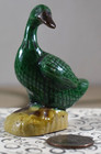Antique Green Chinese Porcelain Mud Duck Figurine 2 75  Wide X 2 75  Tall