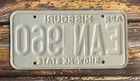 1982 Missouri Automobile License Plate Ean 960