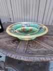 Antique 1900s French Barbotine Majolica Tray Centerpiece Bowl Presentation