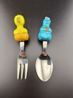 New Sesame Street 1980s Toddler Spoon And Fork Big Bird   Cookie Monster  e02