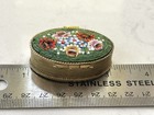 Vintage Micro Mosaic Oval Gold Tone Metal Pill Box  Signed Italy   gorgeous  