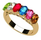 Oval Lucita Mothers Ring 1-7 Simulated Birthstones Silver  10k Or 14k Gold
