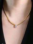 Women Necklace Heart Cubic Pendant 18k Gold Plated Stainless Steel Chain Jewelry