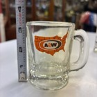 Lot 4 Vintage   A w Root Beer 3oz Glass Mugs   3 25   h Heavy Base All Different