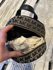Michael Kors Women s Abbey Mk Beige black Signature Jacquard Medium Backpack
