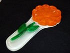 Vtg 60s 70s  Lucite Acrylic Orange Flower Daisy Spoon Rest Holder Flower Power