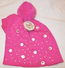 Girls Hat   Gloves Set - Pink Jeweled Convertible Gloves mittens - S  4-7  New