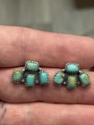 Sterling Silver Native American Sw Turquoise Cluster Stud Post Earrings  925