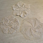 Vintage Doilies Mixed Lot Of 7 Crochet  White ecru small   Med  nice Selection 