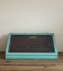 Early Antique 19th C  Blue Painted Apothecary Display Case Original Glass Wood