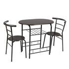 3 Piece Metal And Wood Dining Set Table Height 29 15in Espresso Color For Indoor