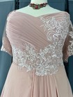 Pink Chiffon Formal Evening Gown Lace Applique A-line Sz Xl Corset Prom Maxi  j