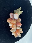 Vintage Brown Agate Cluster Of Grapes Mcm  Stone Fruit Metal Leaves   2 