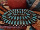 Old Pawn 1930-40 Zuni Sterling Turquoise 52-stone Petit Point Pendant Pin
