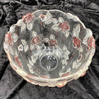 Vintage Mikasa Bella Rosa Pink Frosted Glass Bowl  9   Scalloped Rim  Germany