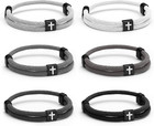 6 Pcs Braided Cross Bracelet Adjustable Rope Jesus Bracelet Christian Religio   