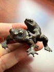 Antique Japanese Meiji Period Erotic Bronze Sculpture Pair Of Frogs  Toads