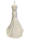 Ivory Lace Overlay Strapless Embellished Waist Wedding Dress Gown Size 4  899