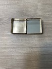 Vintage Chinese Hand Painted Porcelain Pill Box Trinket Mirror Silver Tone 2x2