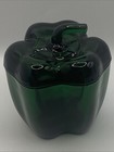 Rare 1950s Vintage Mcm Early Viking Glass Evergreen Green Pepper Covered Dish