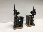 Vintage Pair Of Mcm Black Poodle Ceramic Pen Holder Bookends Made In Japan