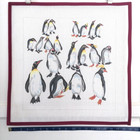 Handpainted Needlepoint Canvas Penguins Black White Family Huddle Beaks 14 Mesh