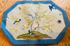 Vtg Handcrafted Wool Needlepoint Petit Point Birds Flower Branch  Dej  27 x20 