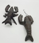 Vtg Cast Iron Lobster Crawfish Figurine Paperweight Nautical Decor Cajun Set