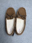 Nwt Auden Suede Leather Moccasin Slippers Faux Fur Lined Brown Women s Size 7